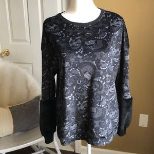 Beautiful velvet feel top with detailed sleeves